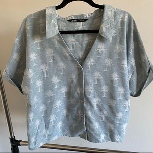 Zara Palm Tree Print Blouse